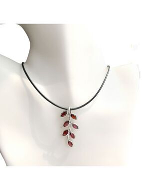 Sterling Silver Garnet Branch Pendant Necklace New
